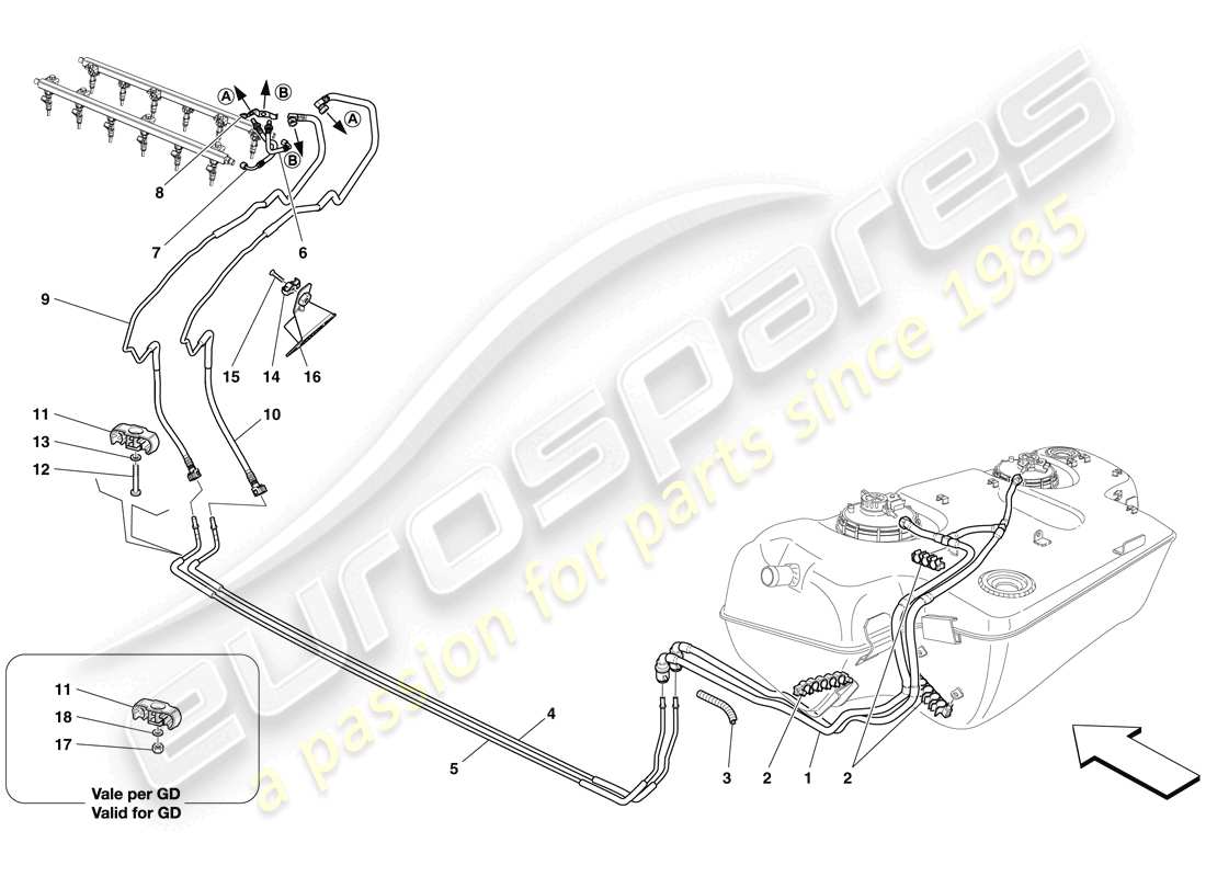 ferrari 599 gto (europe) fuel system parts diagram