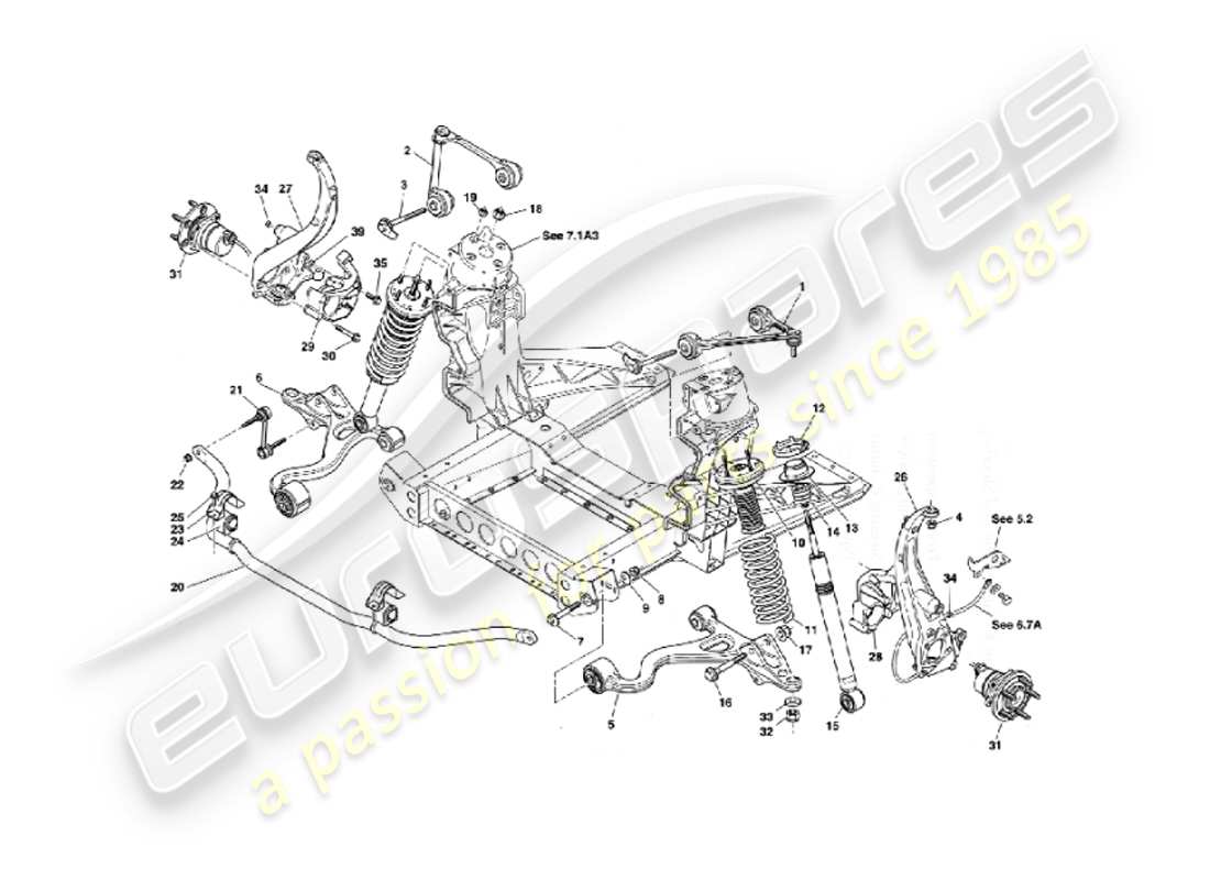 aston martin vanquish (2007) front suspension part diagram