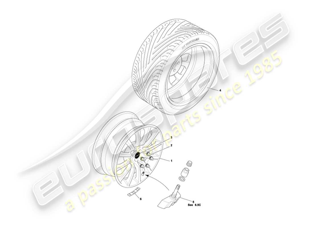 aston martin vanquish (2003) wheels & tyres parts diagram