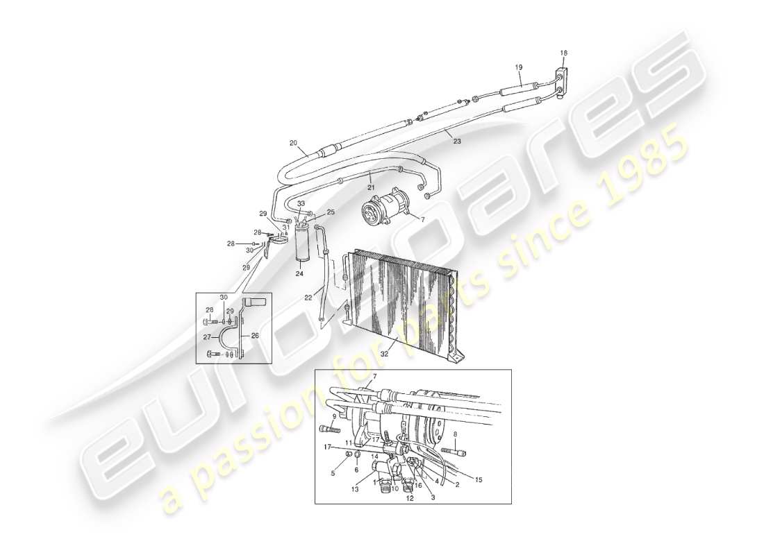 aston martin v8 virage (1999) engine compartment installation part diagram