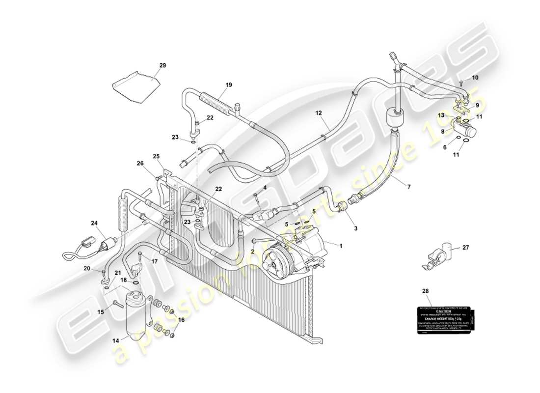 aston martin db7 vantage (2003) engine compartment installation part diagram