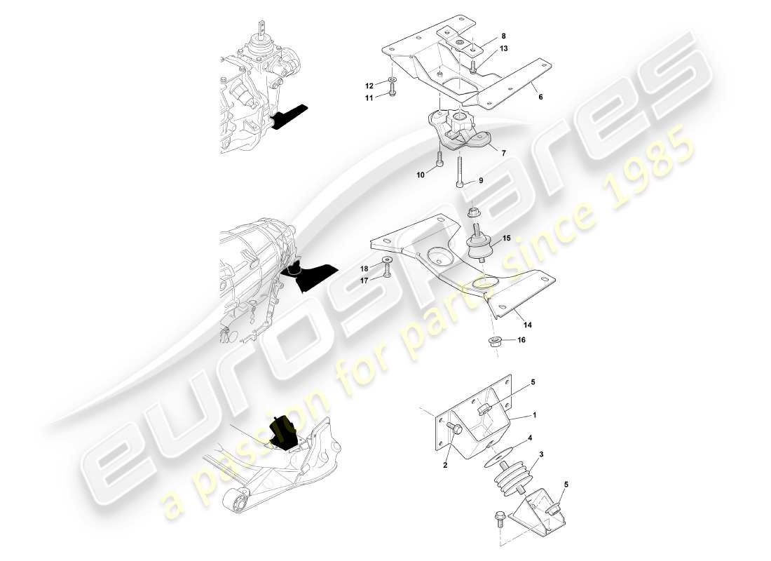 aston martin db7 vantage (2003) engine mountings part diagram
