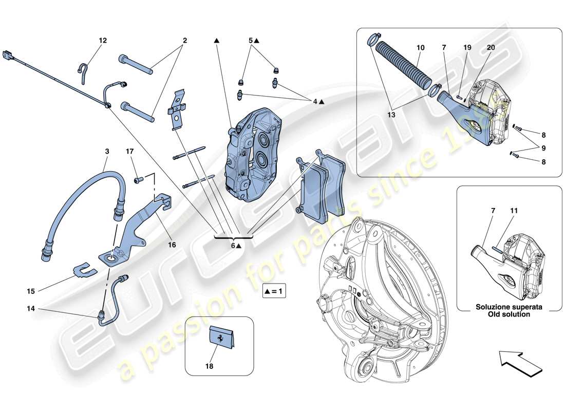 ferrari f12 berlinetta (usa) rear brake callipers parts diagram