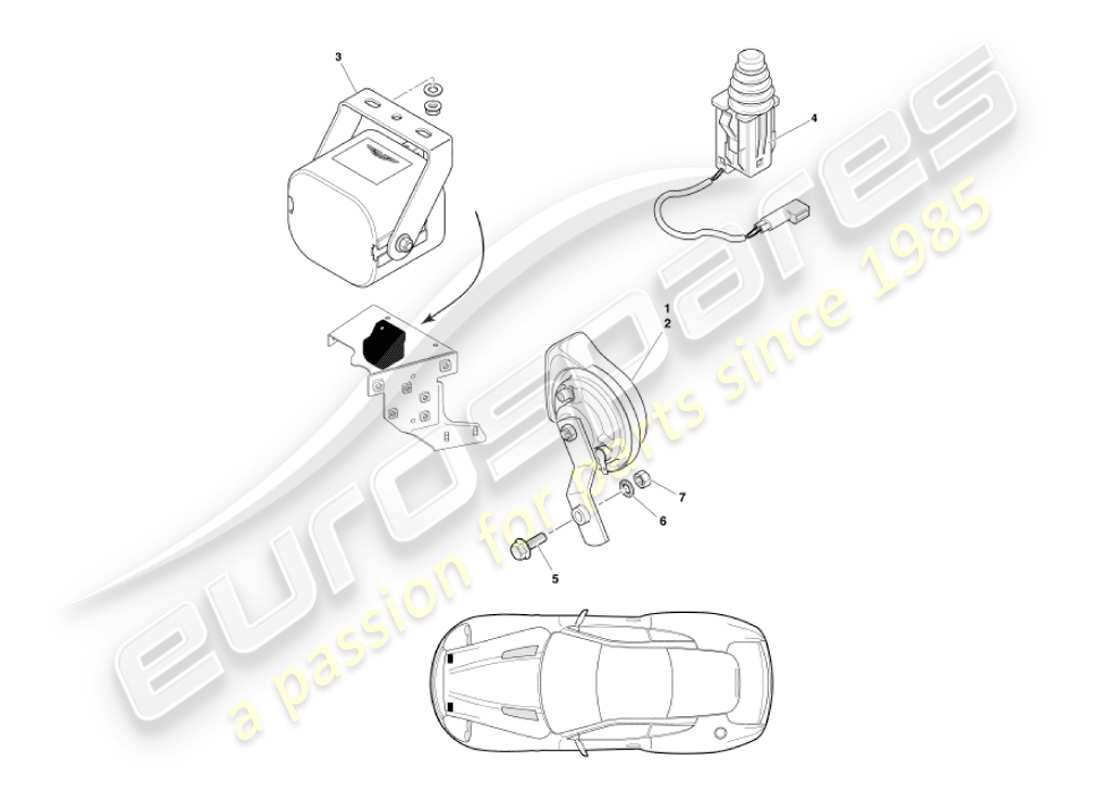 aston martin vanquish (2003) underbonnet components parts diagram