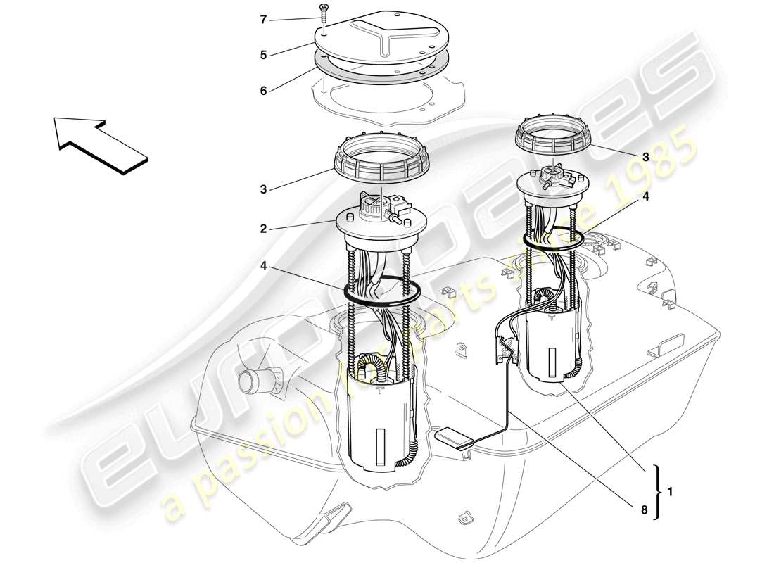 ferrari 599 gtb fiorano (usa) fuel pump parts diagram
