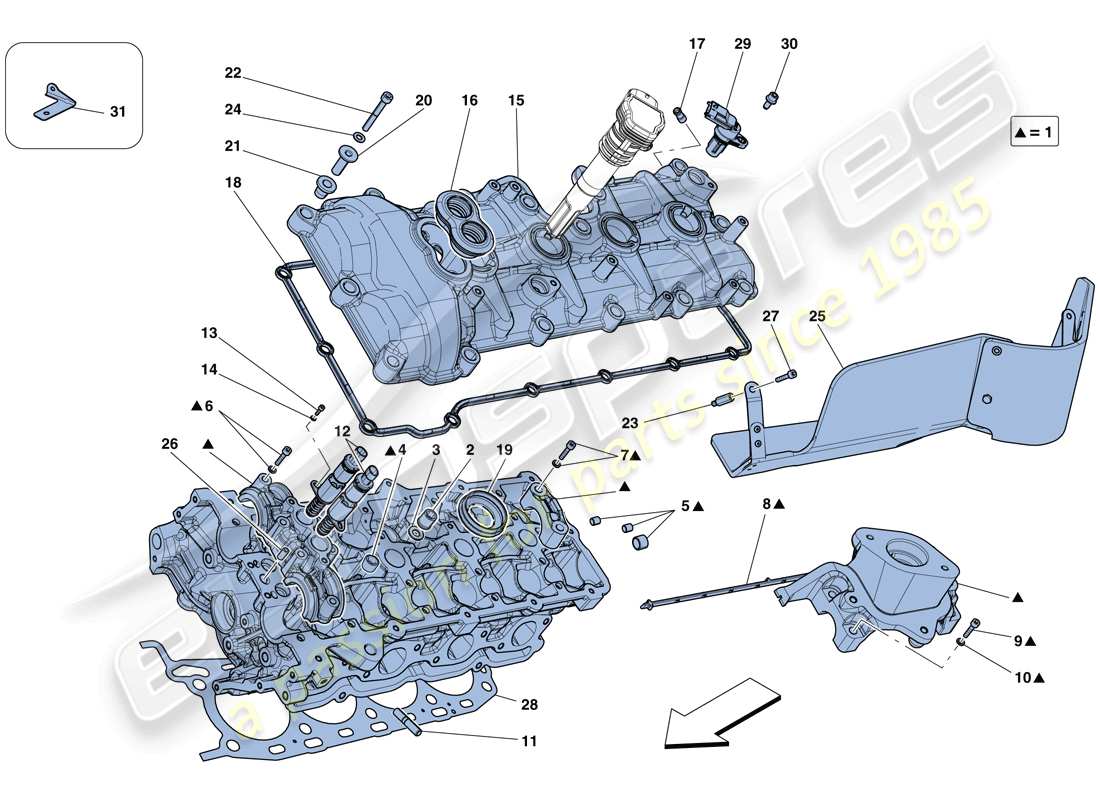 ferrari 458 speciale (europe) left hand cylinder head parts diagram