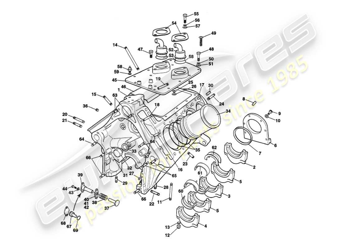 aston martin v8 volante (1997) cylinder block parts diagram