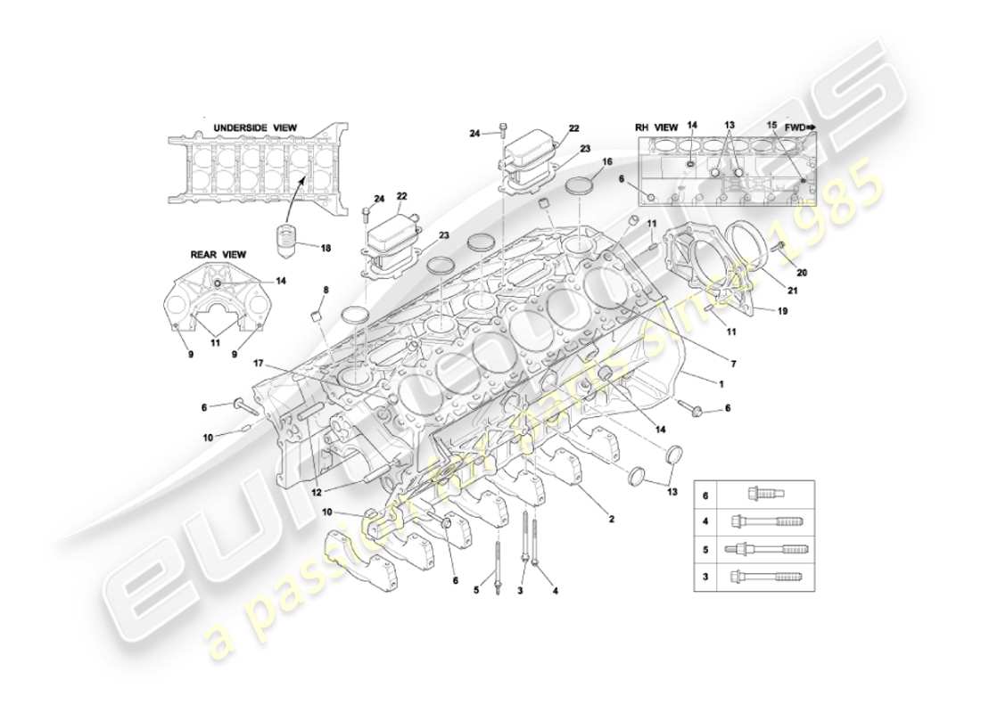 aston martin vanquish (2004) cylinder block part diagram