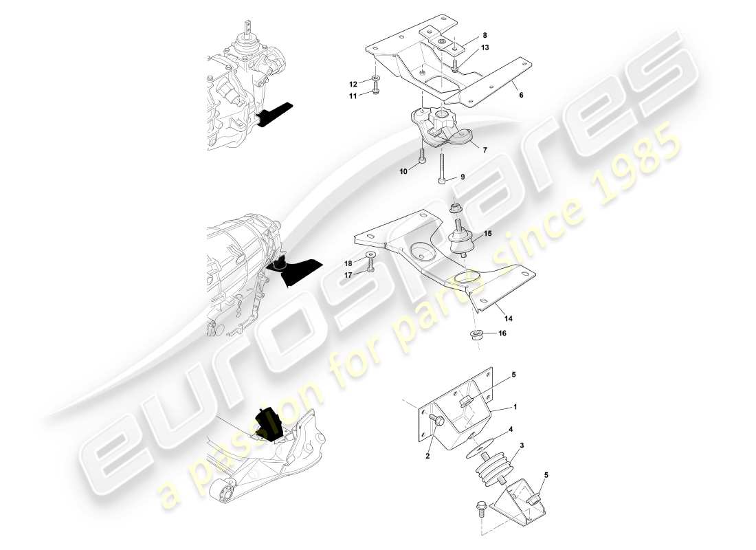 aston martin db7 vantage (2000) engine mountings part diagram