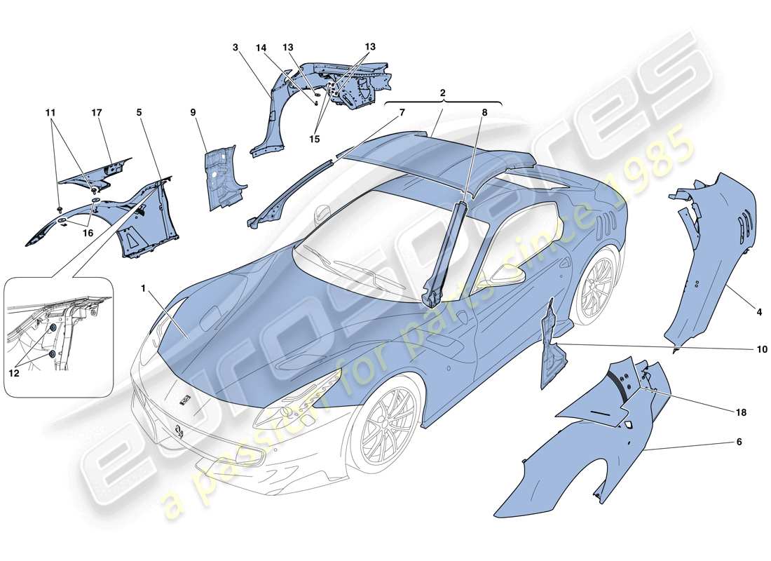 ferrari f12 tdf (usa) bodyshell - external trim parts diagram
