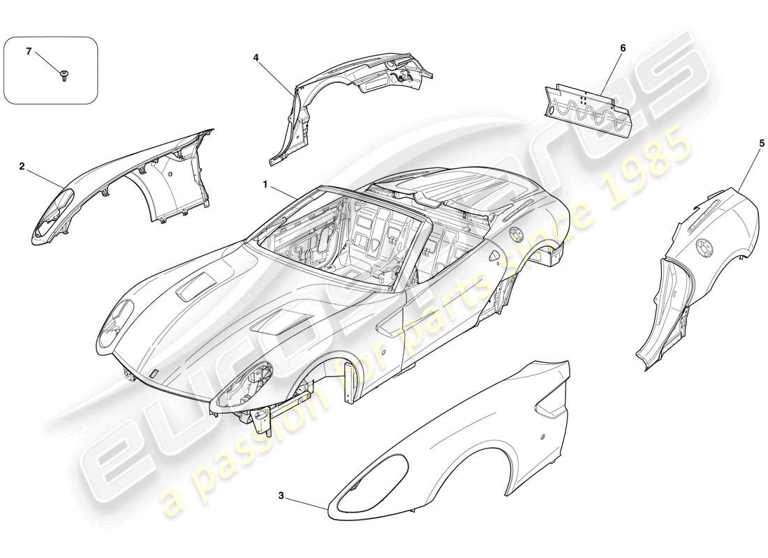 ferrari 599 sa aperta (europe) bodyshell - external trim parts diagram