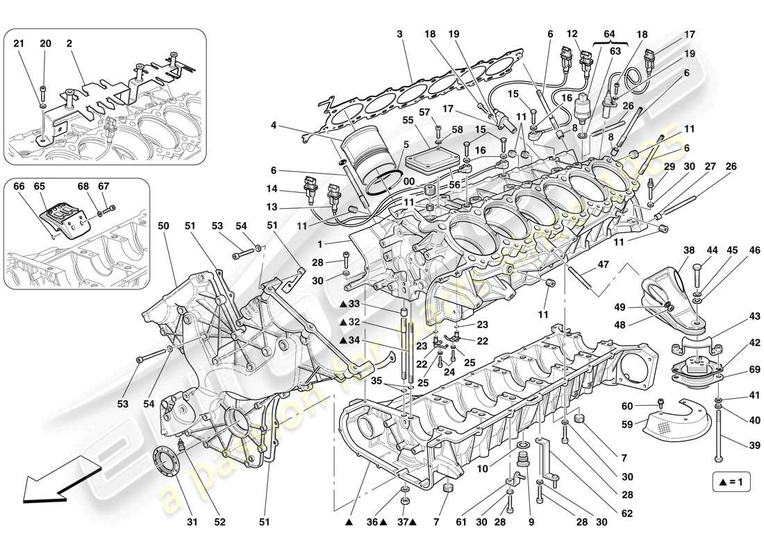 ferrari 599 gtb fiorano (usa) crankcase parts diagram