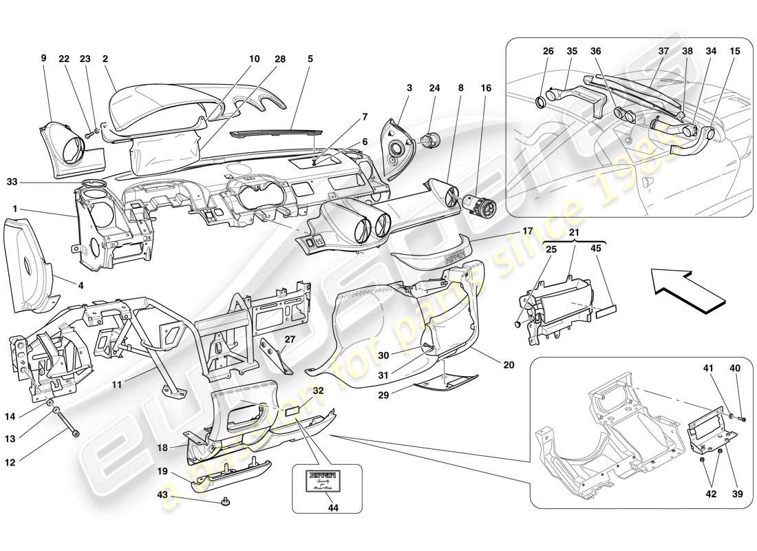ferrari 599 sa aperta (europe) dashboard parts diagram