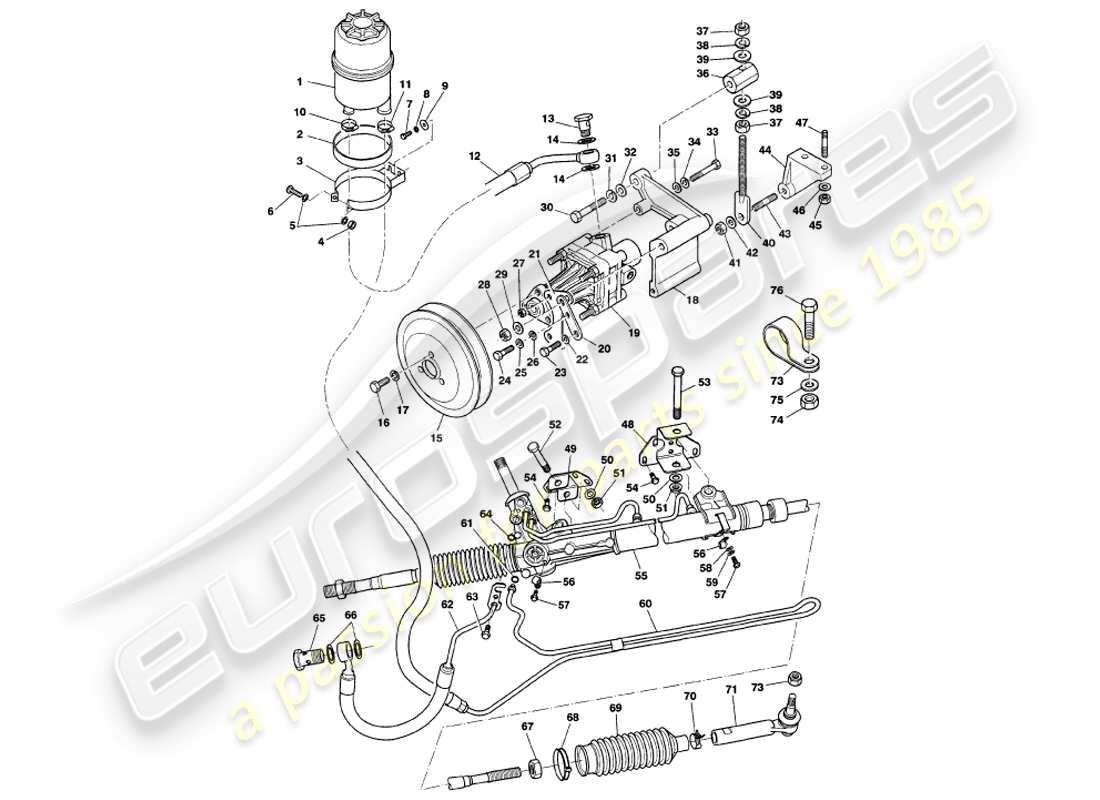 aston martin v8 volante (2000) power steering part diagram