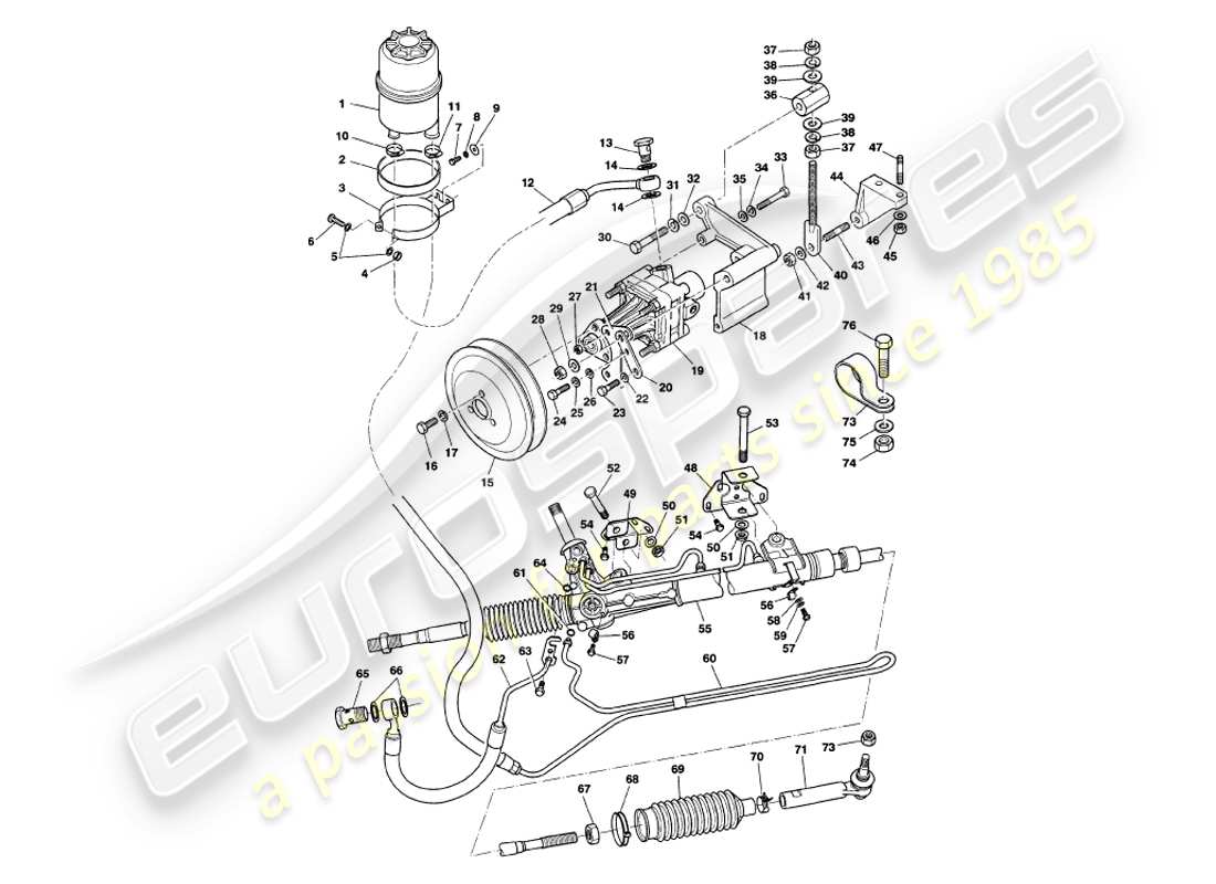 aston martin v8 volante (1999) power steering part diagram