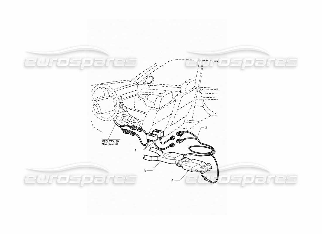 maserati qtp. 3.2 v8 (1999) exhaust system (only japan) part diagram