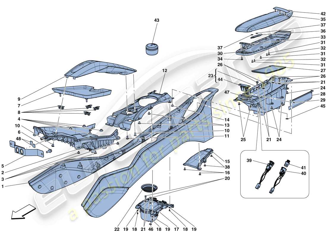 ferrari california t (europe) tunnel - substructure and accessories parts diagram