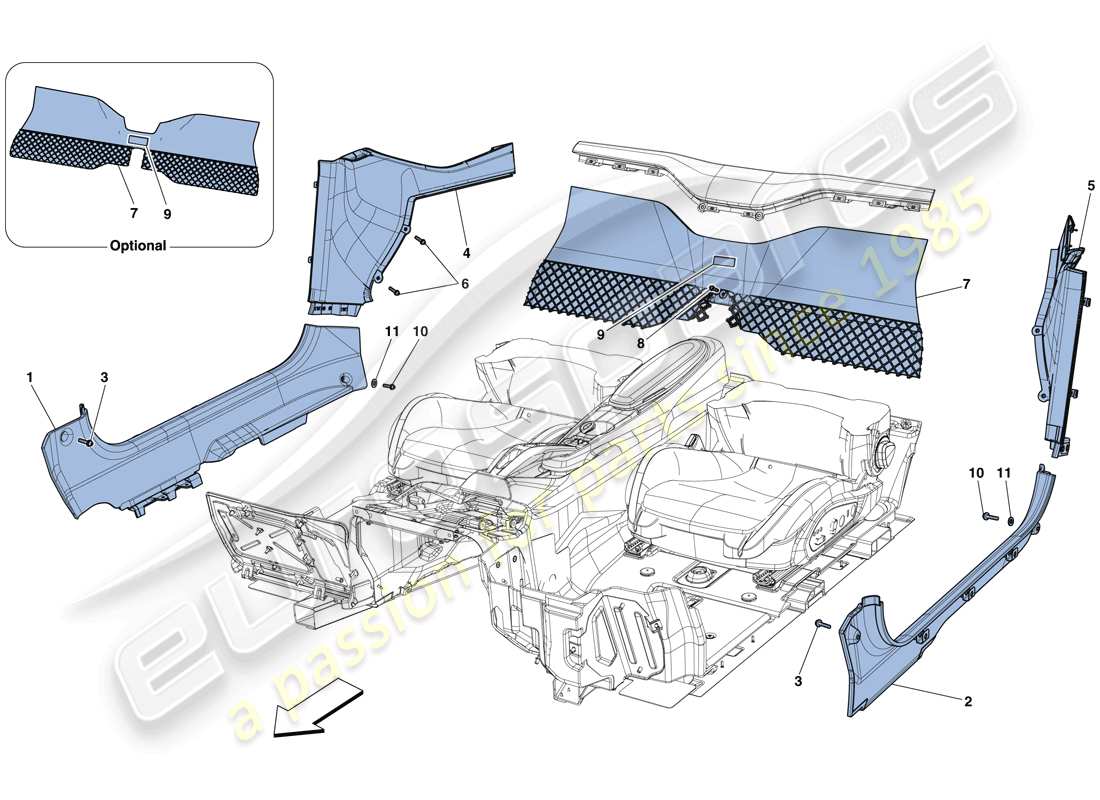 ferrari f12 berlinetta (europe) interior trim parts diagram
