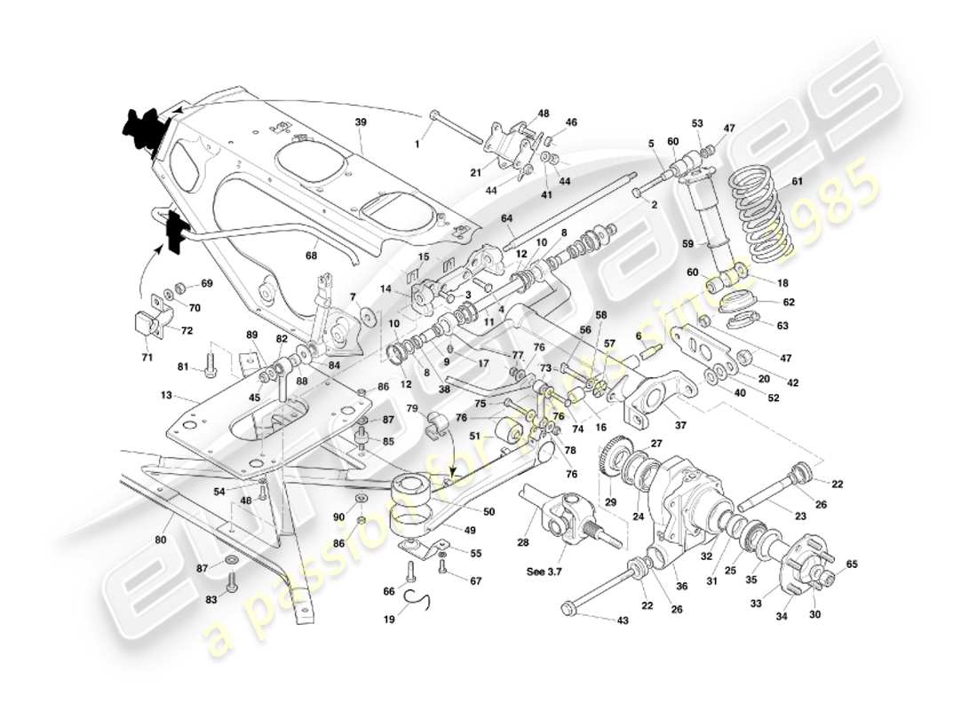aston martin db7 vantage (2003) rear suspension part diagram