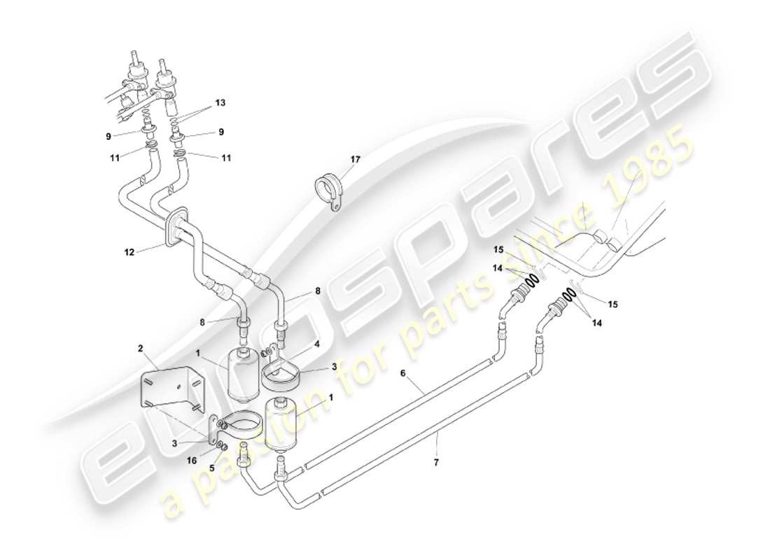aston martin db7 vantage (2002) fuel system part diagram