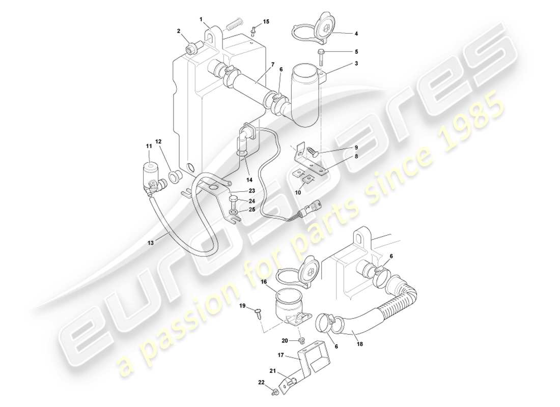 aston martin db7 vantage (2002) windscreen washers part diagram