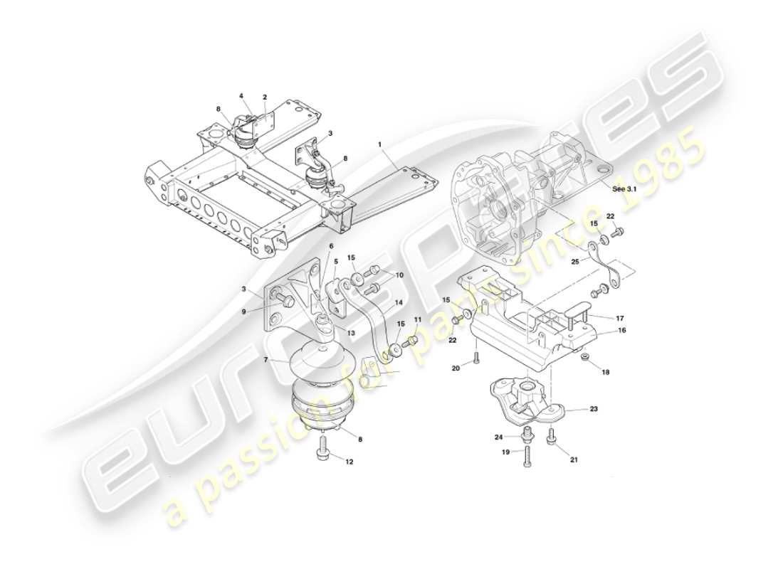 aston martin vanquish (2004) engine mountings part diagram