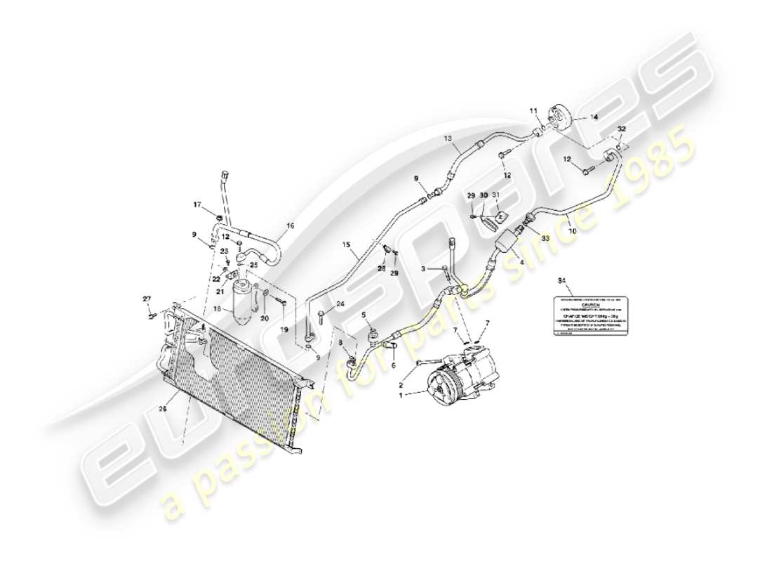 aston martin vanquish (2003) engine compartment installation parts diagram