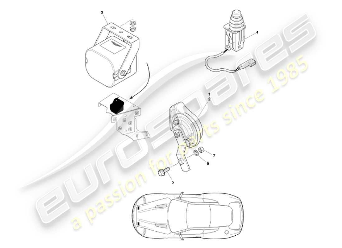 aston martin vanquish (2007) underbonnet components part diagram