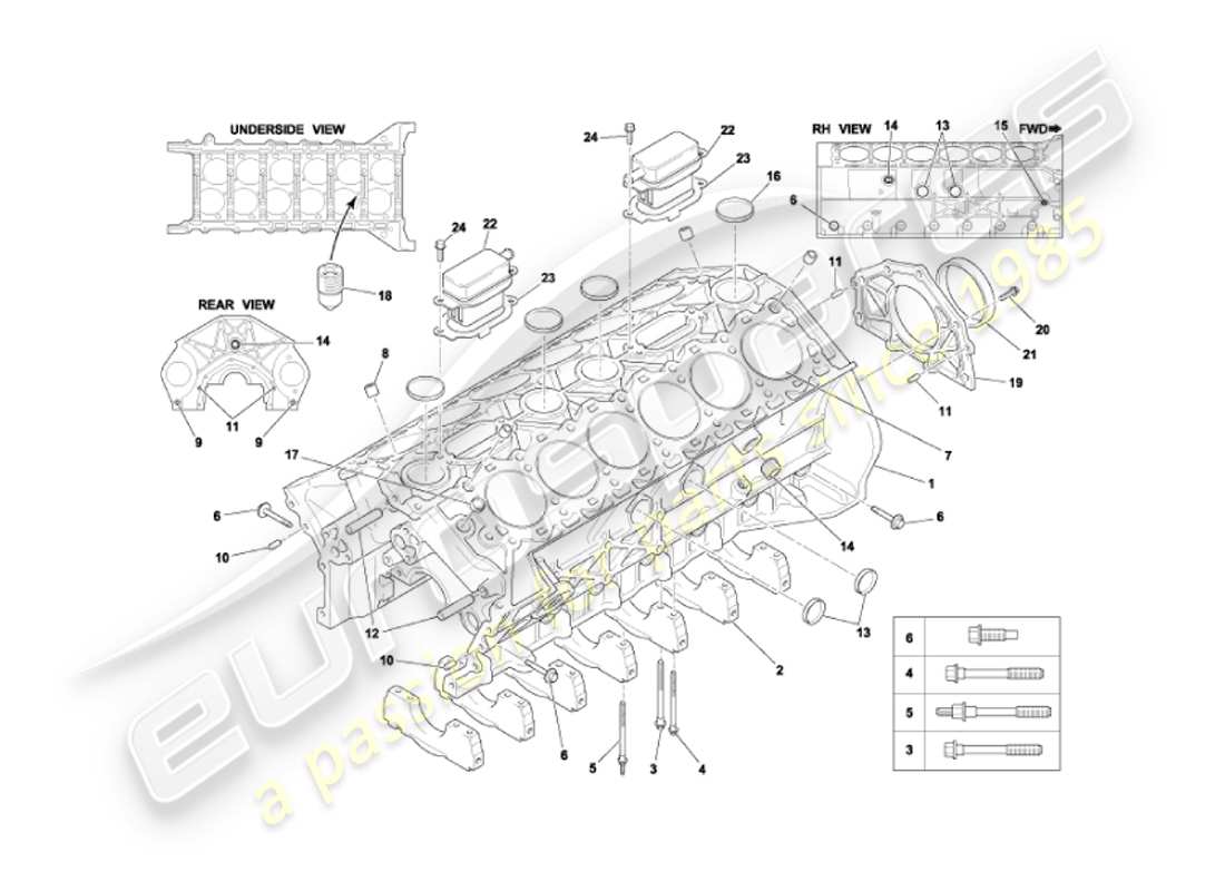 aston martin vanquish (2007) cylinder block part diagram