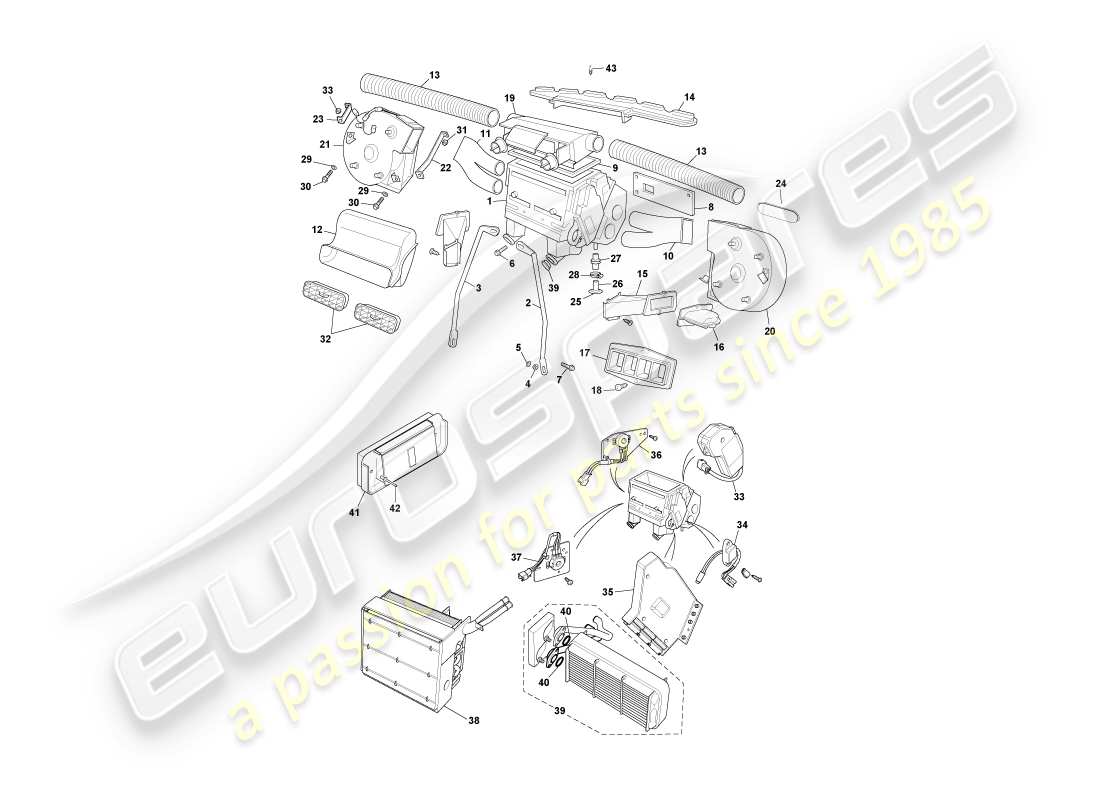 aston martin db7 vantage (2000) interior installation part diagram