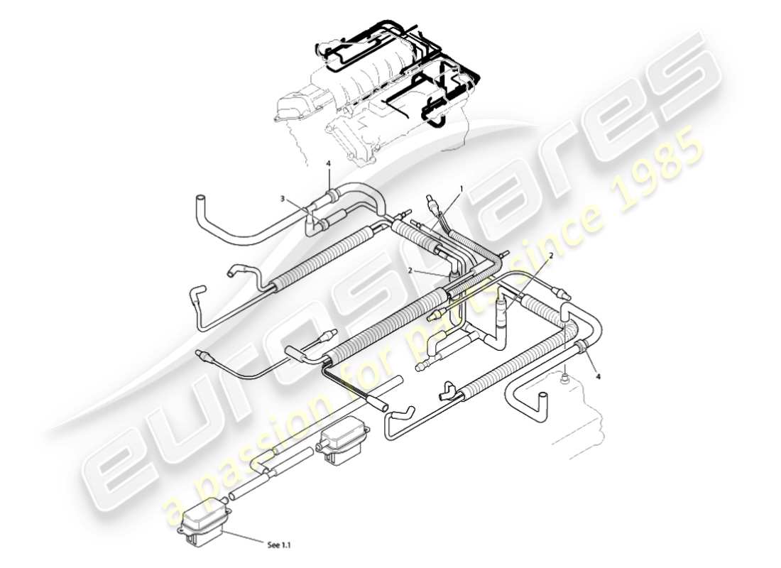aston martin vanquish (2007) vacuum system, engine part diagram