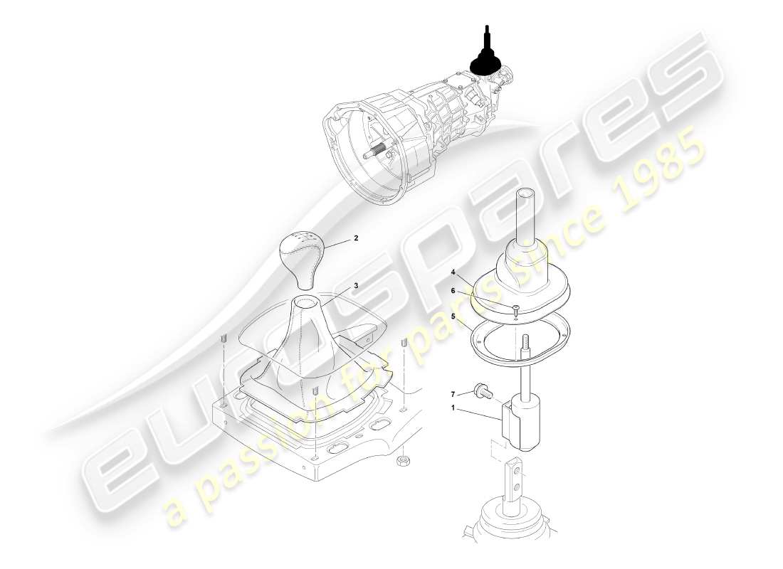 aston martin db7 vantage (2000) manual gearbox & gear selector assy part diagram