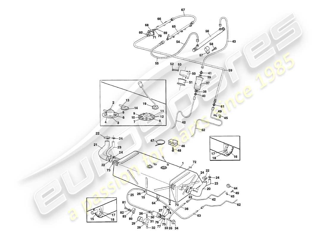 aston martin v8 coupe (1999) fuel system parts diagram