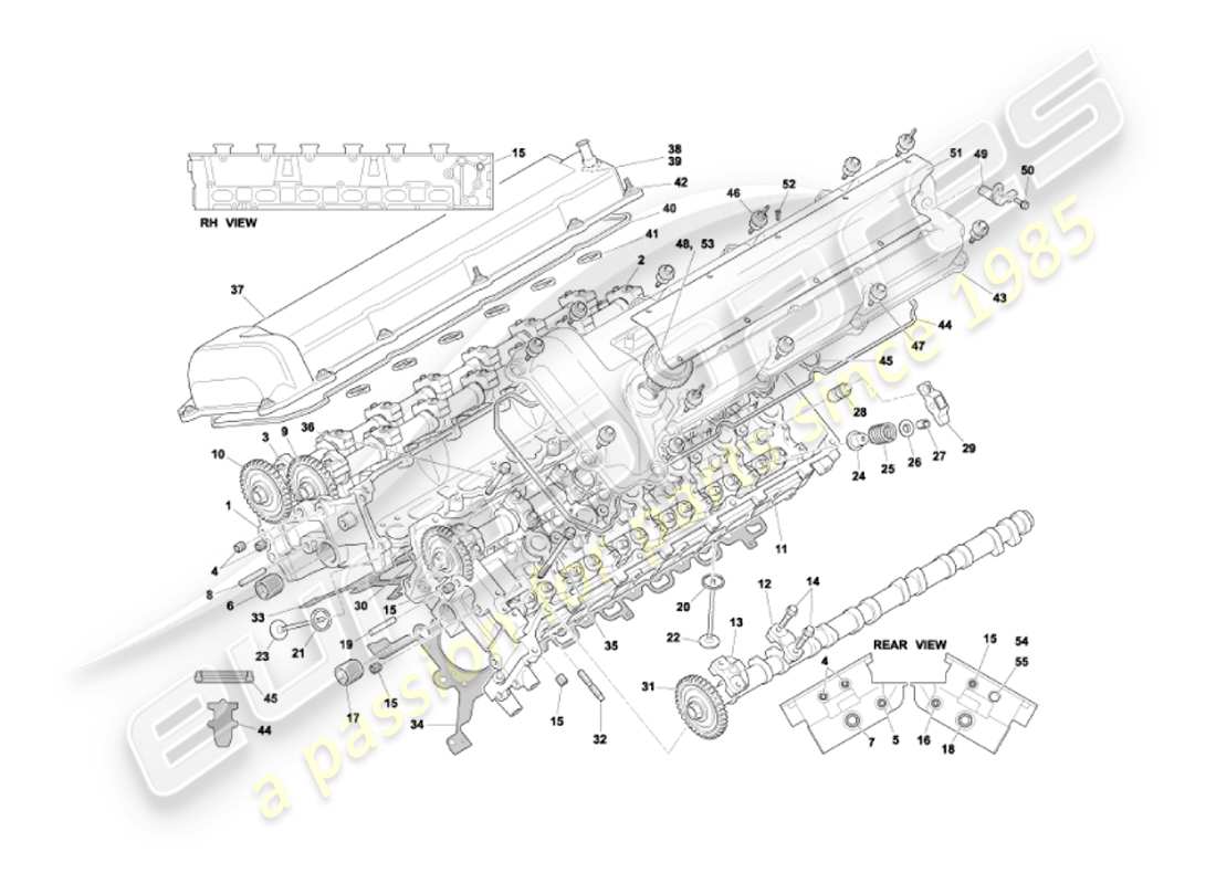 aston martin vanquish (2003) cylinder heads parts diagram