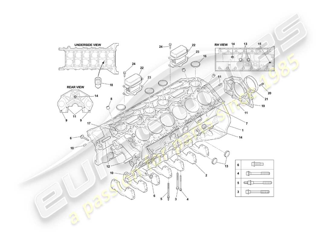aston martin db7 vantage (2000) cylinder block part diagram