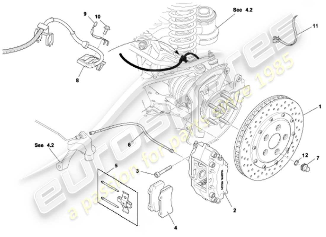 aston martin vanquish (2001) rear brakes part diagram