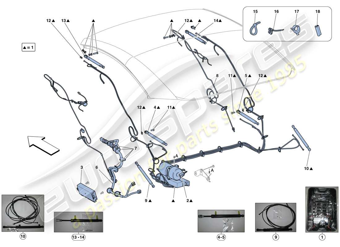 ferrari california t (usa) electric roof: hydraulics parts diagram