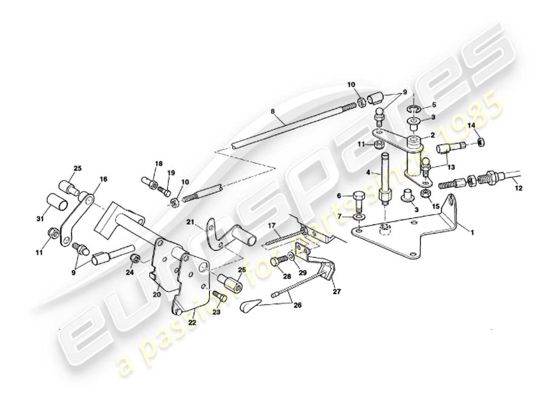 aston martin v8 volante (1999) throttle linkage & controls part diagram