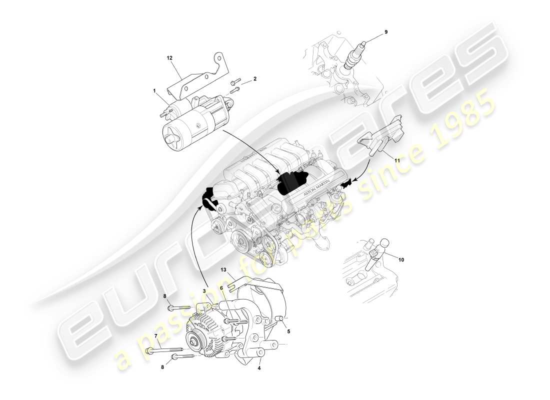 aston martin db7 vantage (1999) engine electrical components part diagram