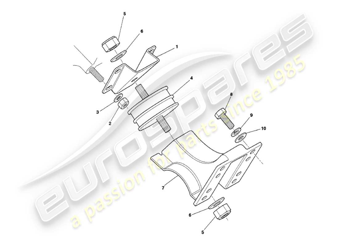 aston martin v8 volante (2000) engine mountings part diagram