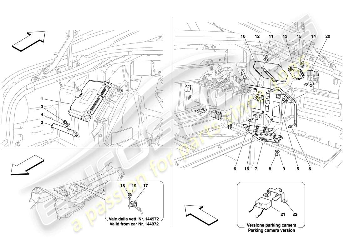 ferrari 612 sessanta (rhd) luggage compartment ecus parts diagram