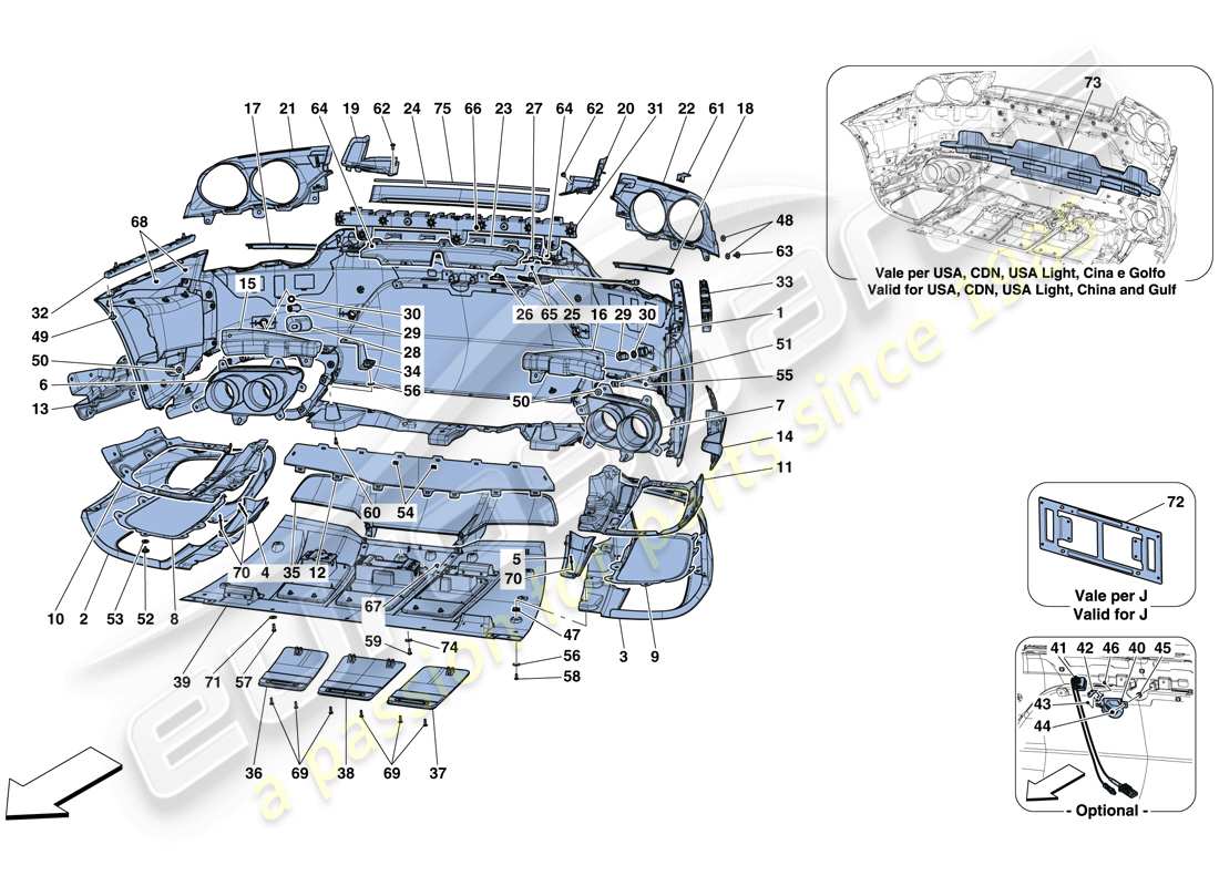 ferrari 812 superfast (usa) rear bumper parts diagram