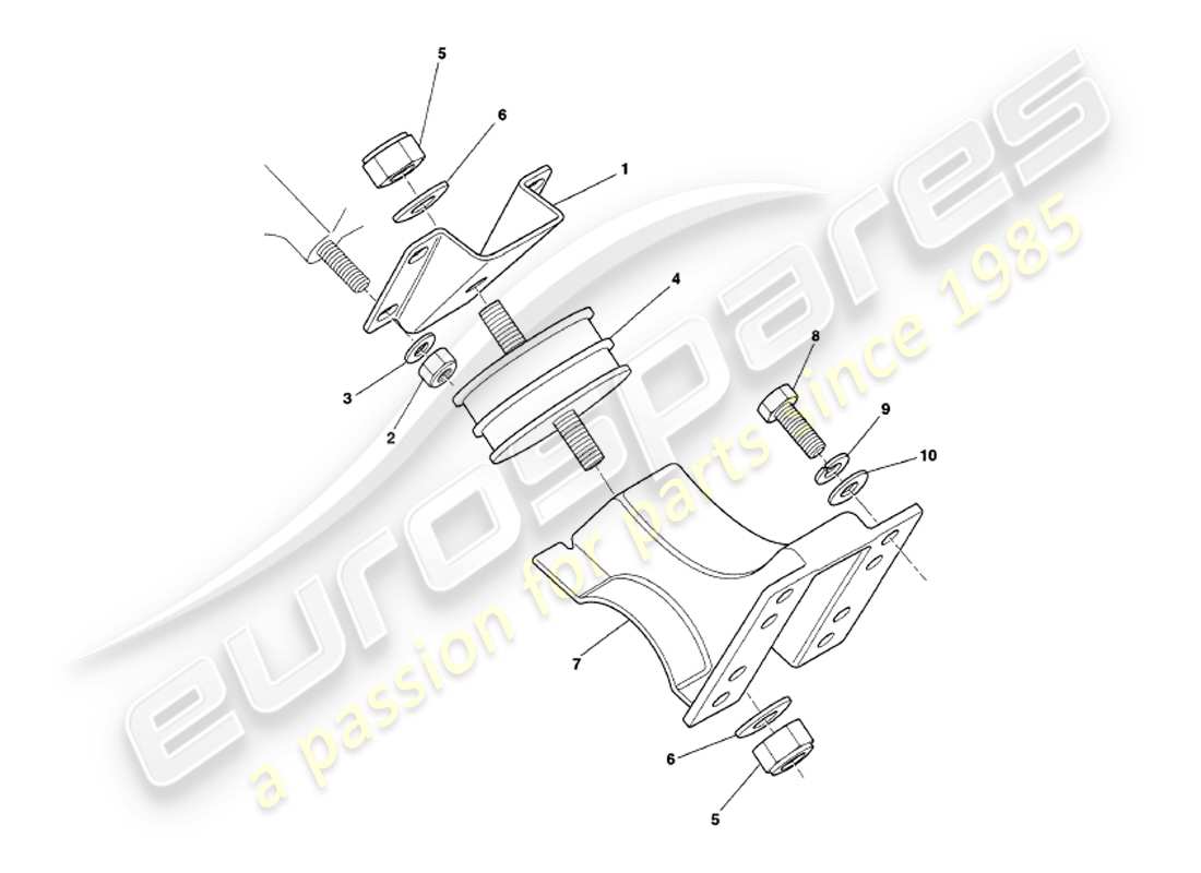 aston martin v8 volante (1999) engine mountings part diagram