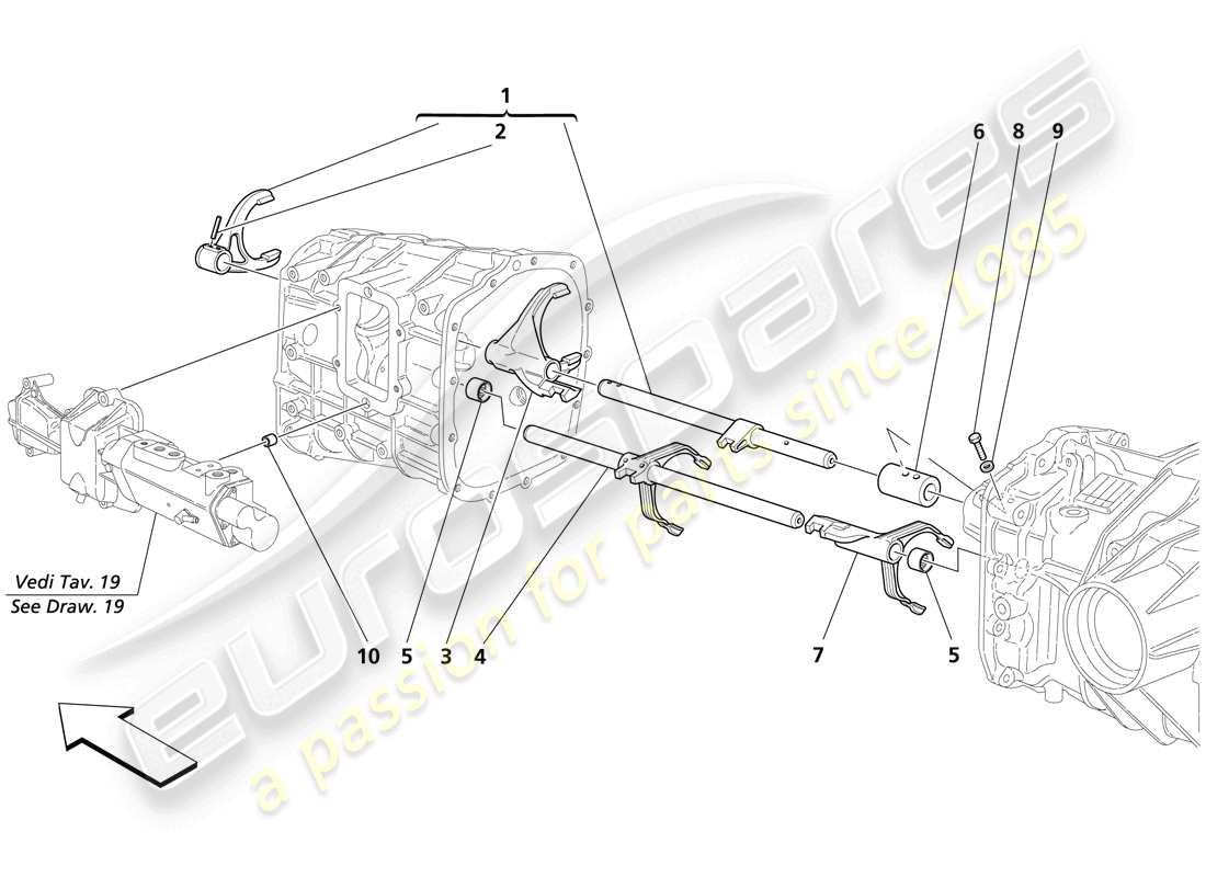 maserati trofeo inner gearbox controls parts diagram