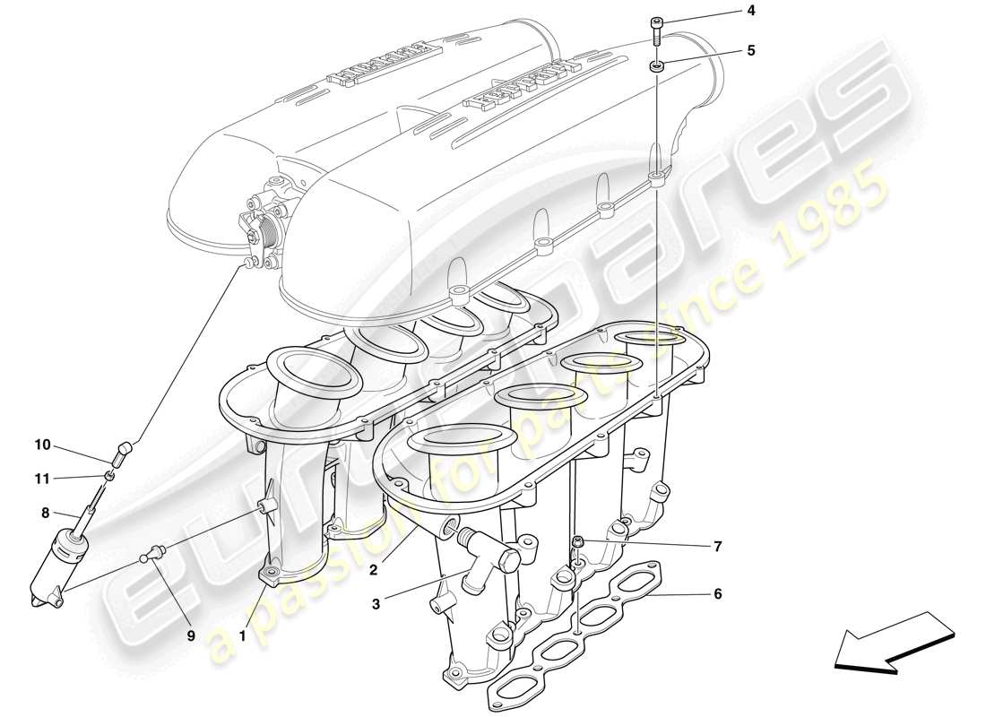 ferrari f430 scuderia (rhd) intake manifold parts diagram