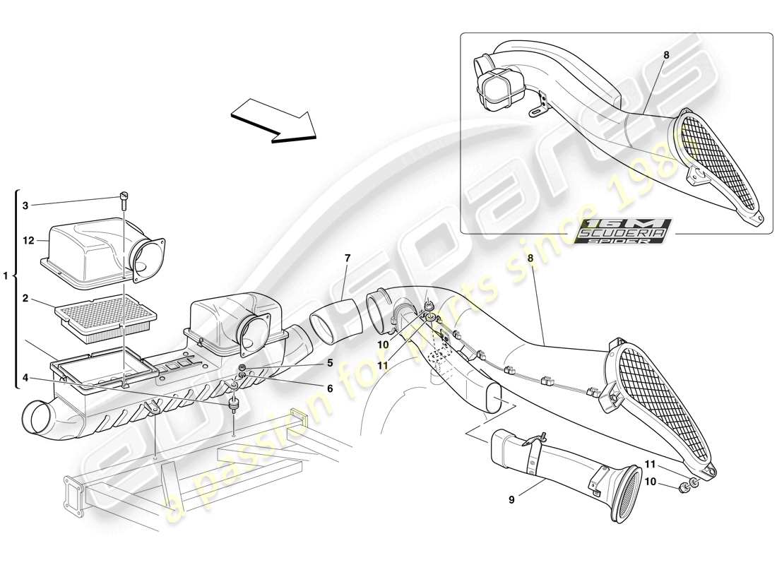 ferrari f430 scuderia (rhd) air intake parts diagram