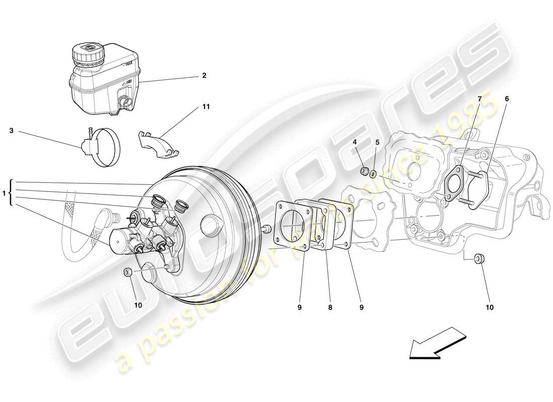 ferrari 599 gto (europe) hydraulic brake and clutch control parts diagram