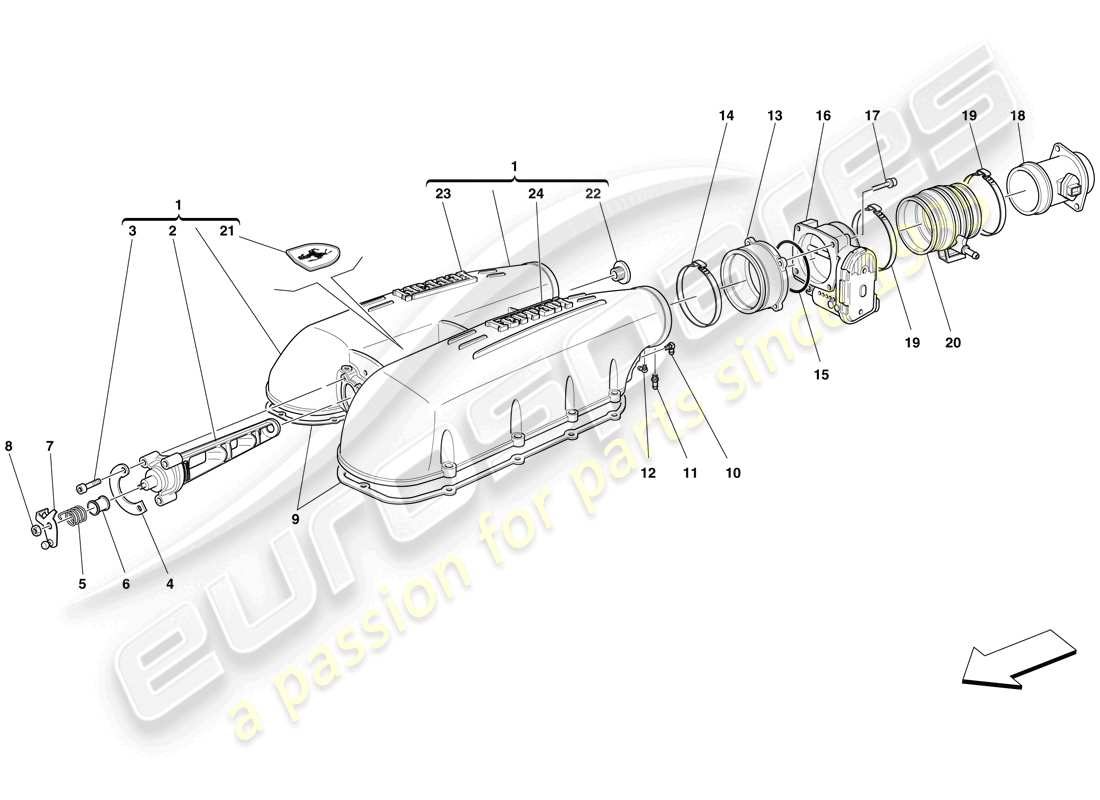 ferrari f430 scuderia (rhd) intake manifold cover parts diagram