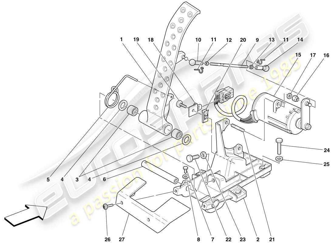 ferrari f430 scuderia (rhd) electronic accelerator pedal parts diagram