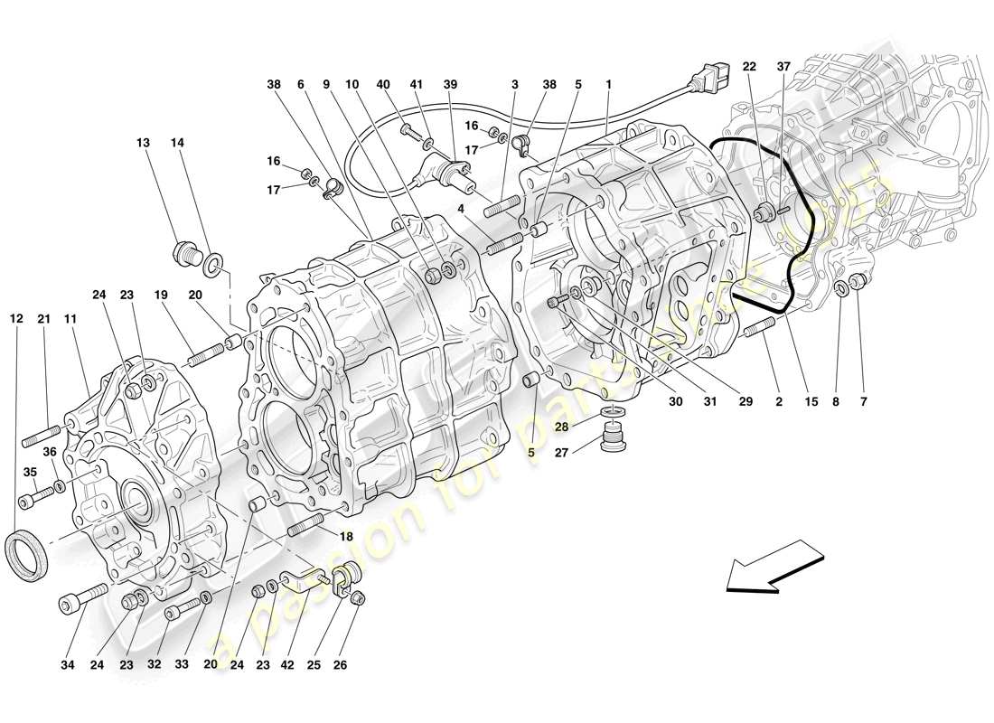 ferrari 599 sa aperta (rhd) gearbox housing part diagram